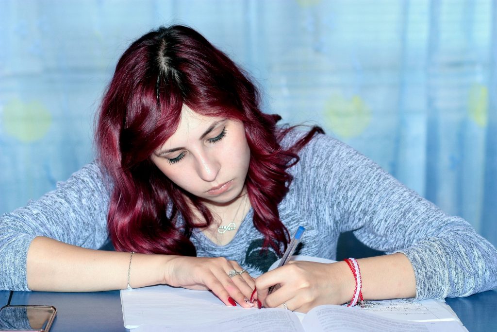 Teen doing homework