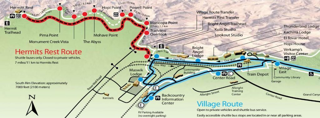 Hermits Rest Shuttle map