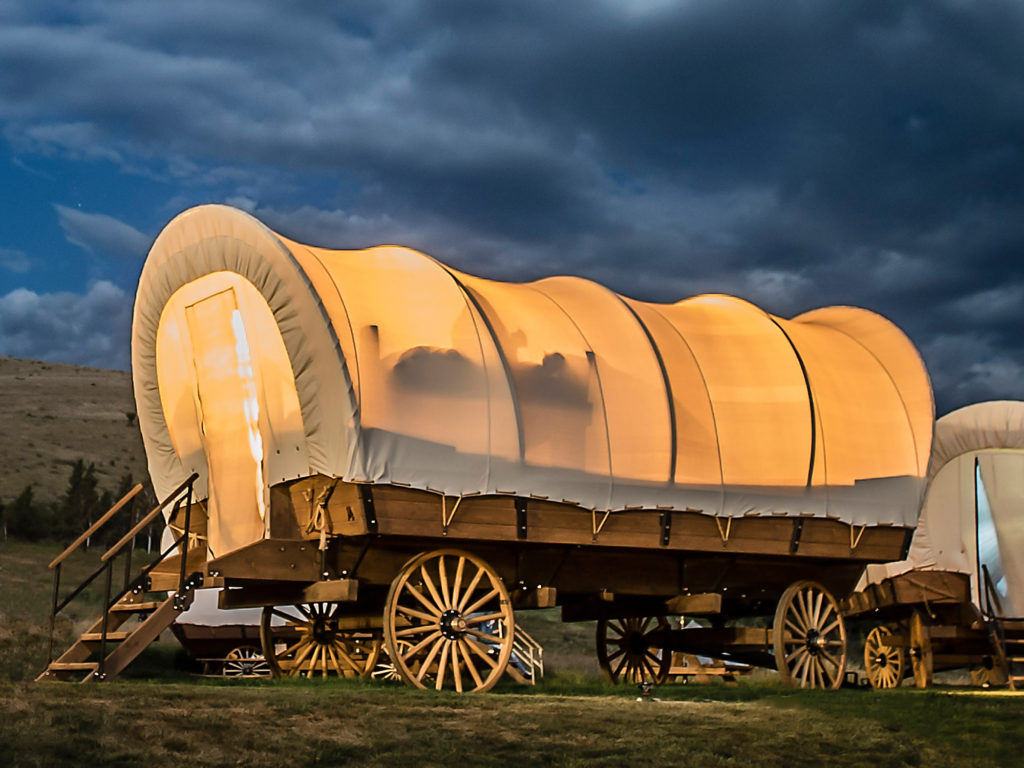 Conestoga wagon at Yosemite Pines RV Resort and Family Lodging