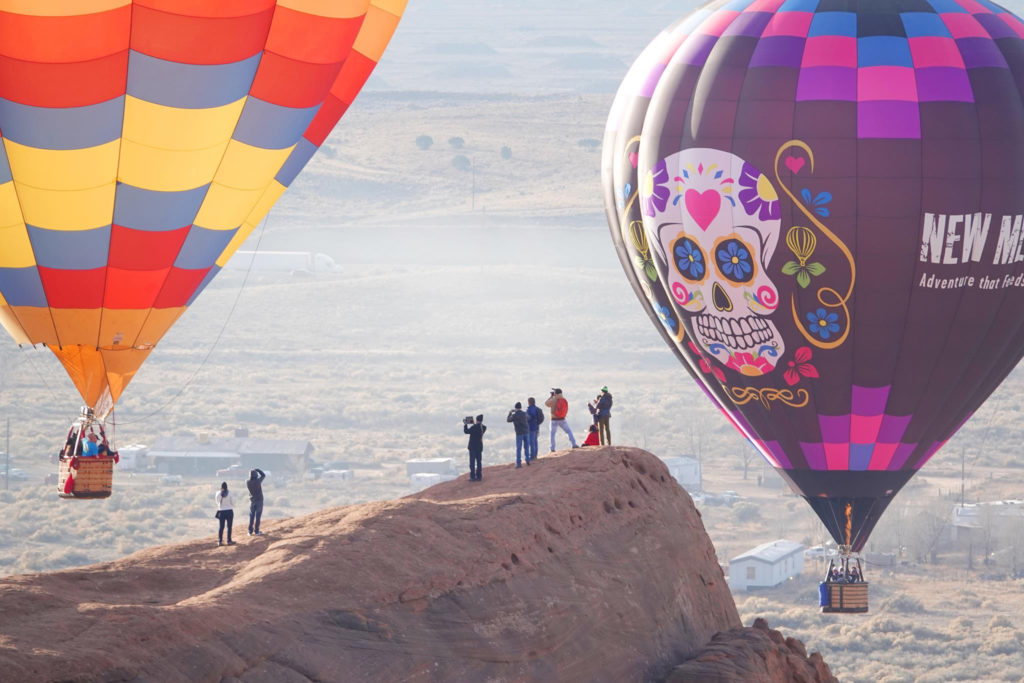 Gallup, New Mexico and the surrounding Native American lands seen from a hot air balloon