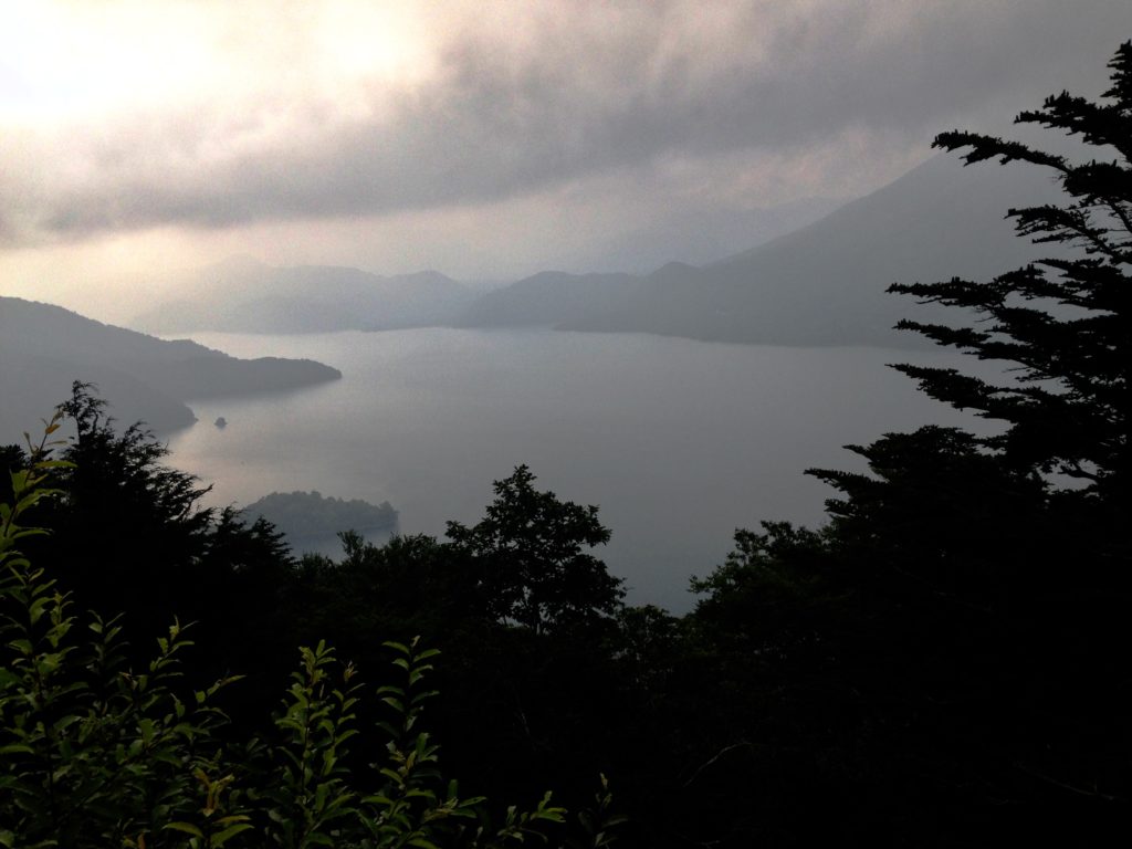 View of the water from Nikko, Japan at dusk.