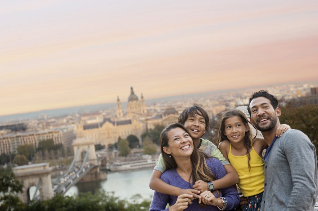 Family sightseeing in Budapest.