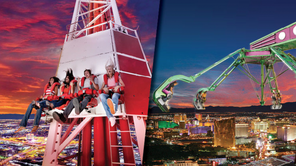 The Stratosphere Tower has a variety of extreme thrill rides that families love.