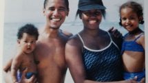 Michelle and Barack Obama in Hawaii with their daughters.