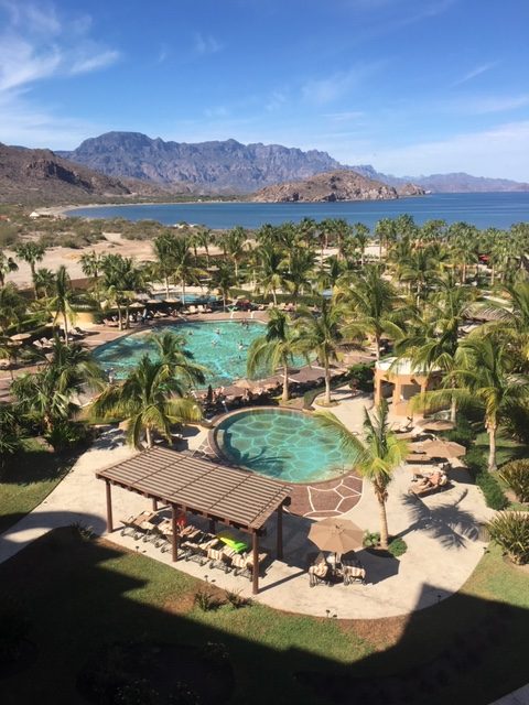 View from our Villa del Palmar suite over the grounds and out to sea.