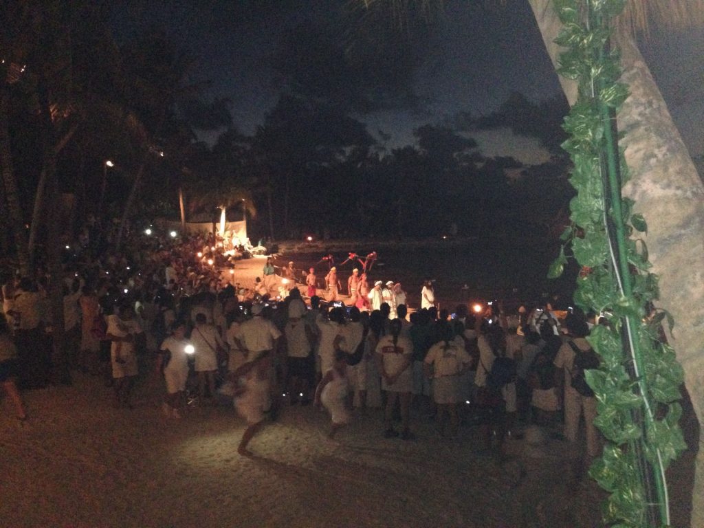 Canoers ritual at dawn.