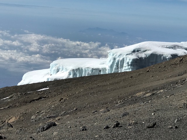 Views from 18,000 feet up on slopes of Mount Kilimanjaro.