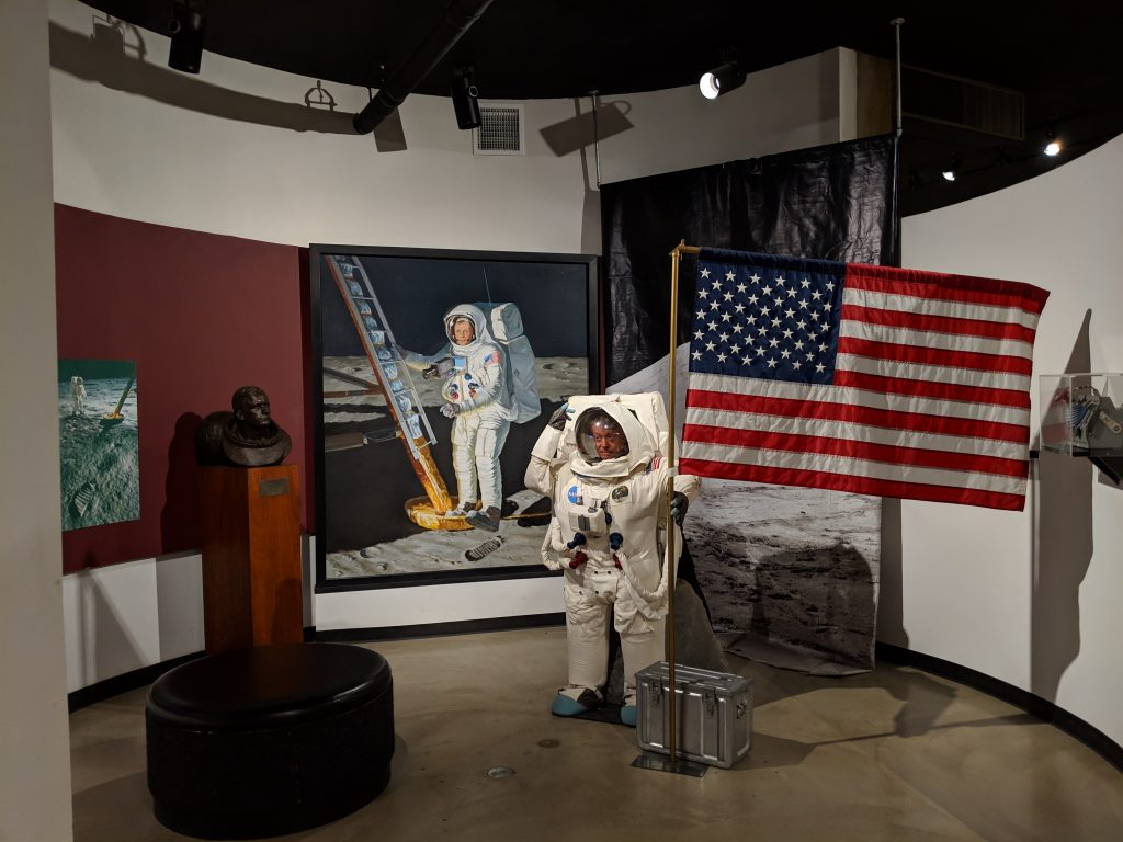 Selfie station for moon walkers at the Armstrong Air & Space Museum.