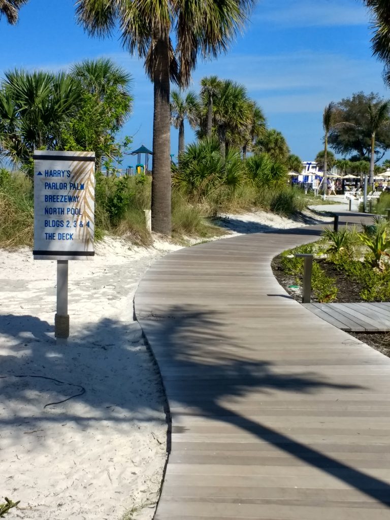 beachfront boardwalk at the Sirata Beach Resort