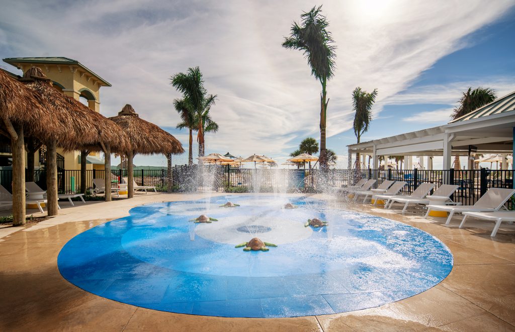 The fun turtle themed Splash pad at the Sirata Beach Resort in St. Petersburg.