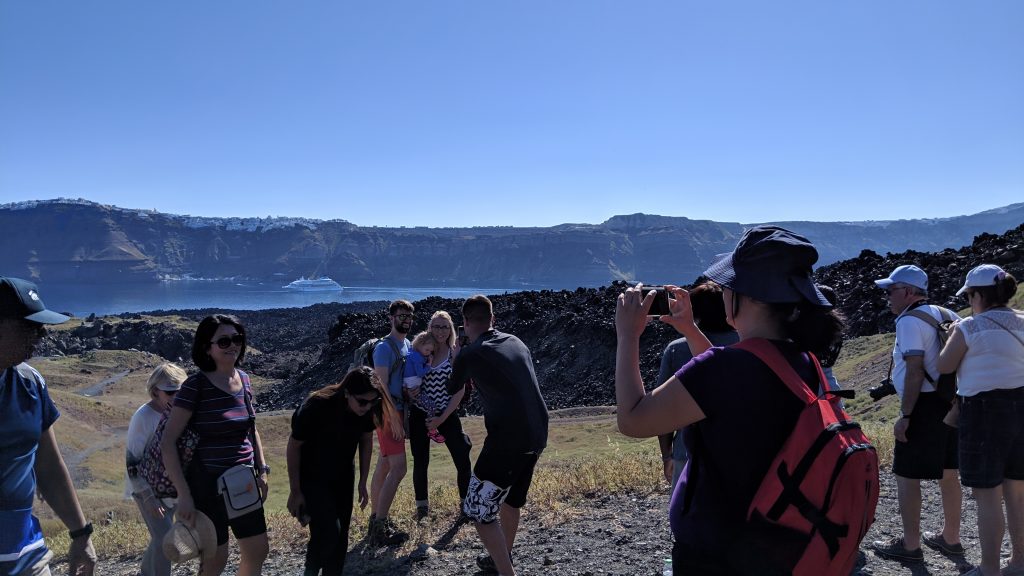 Hiking the volcano on Nea Kameni island was a fun shore excursion for everyone