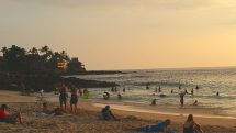 Beach at sunset on Big Island of Hawaii