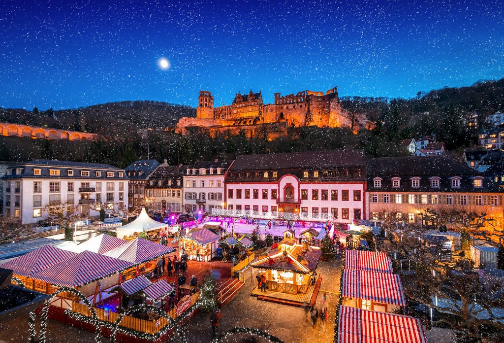 Karlsplatz in Heidelberg at Chrismas