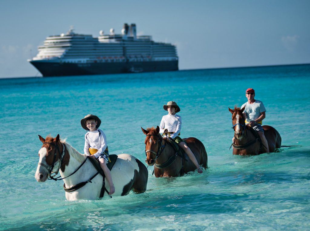 Horseback riding off Half Moon Cay, Holland America Line's private island.