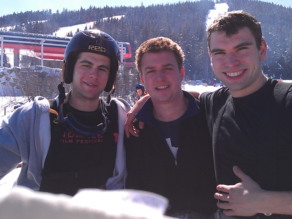 three young men at Sunday River ski resort