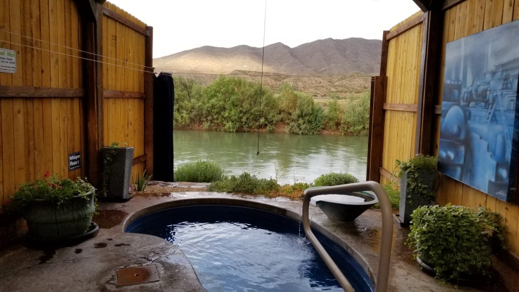 Private tub cabana at Riverbend Hot Springs, Truth or Consequences, New Mexico