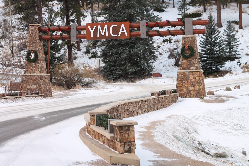 Winter entrance to YMCA of the Rockies, Estes Park, Colorado