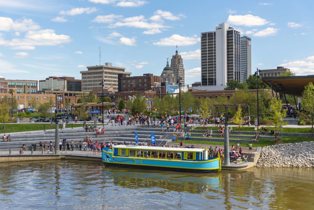 The Promenade ties Fort Wayne's riverfront to its downtown.