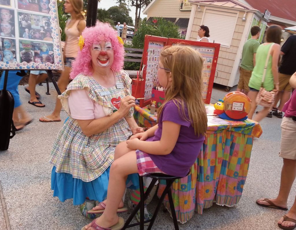 Face painting at Barefoot Landing Mall at Myrtle Beach