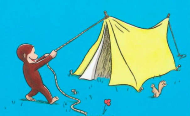 Curious George with tent