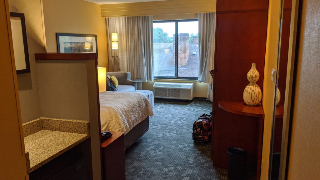 Clean hotel room at Marriott Courtyard in Fredericksburg, VA