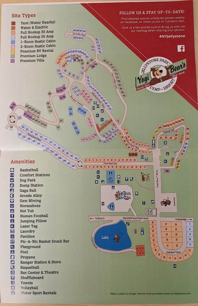 Map of Jellystone Park at Birchwood Acres, The Catskills, New York