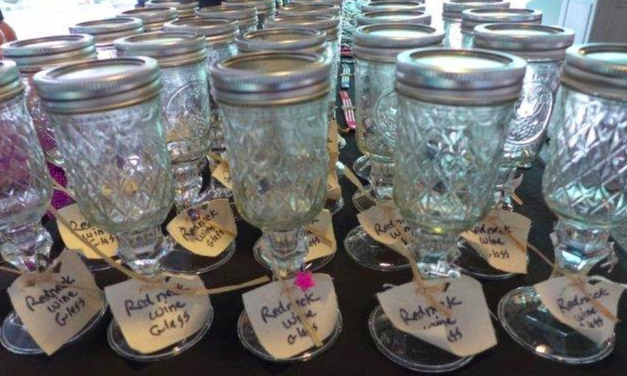 Jam jar glasses sold at Gruene Market Days crafts market, Texas