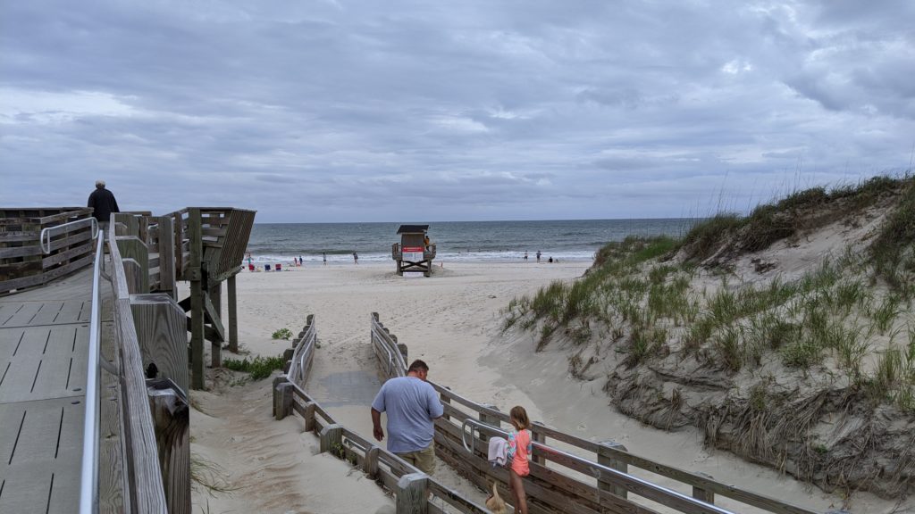 Nags Head beach on a cloudy day