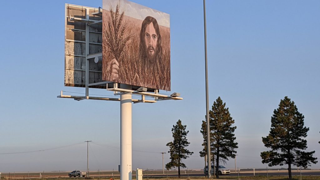 Wheat Jesus billboard in Colby, Kansas