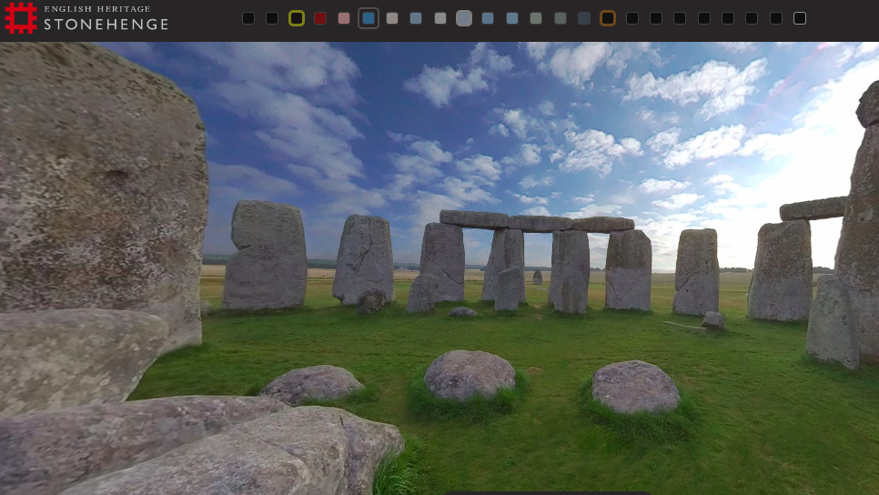Stonehenge, the prehistoric British site, seen at dawn on a webcam.
