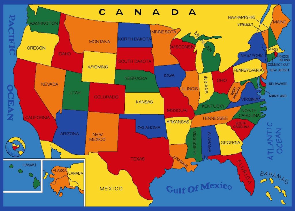 Kids version of USA map.