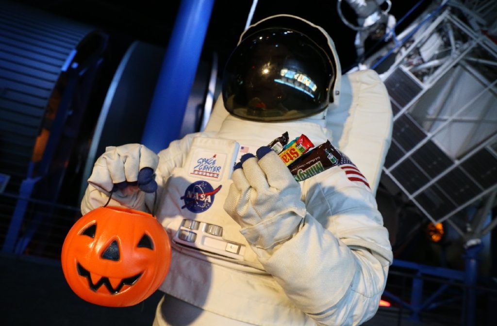 Space Center Houston gets into the Halloween Spirit with astronauts trick or treating.