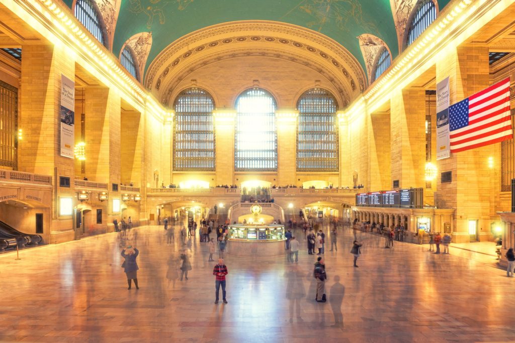 Great Hall at Grand Central Terminal remains quiet and a beautiful architectural landmark.