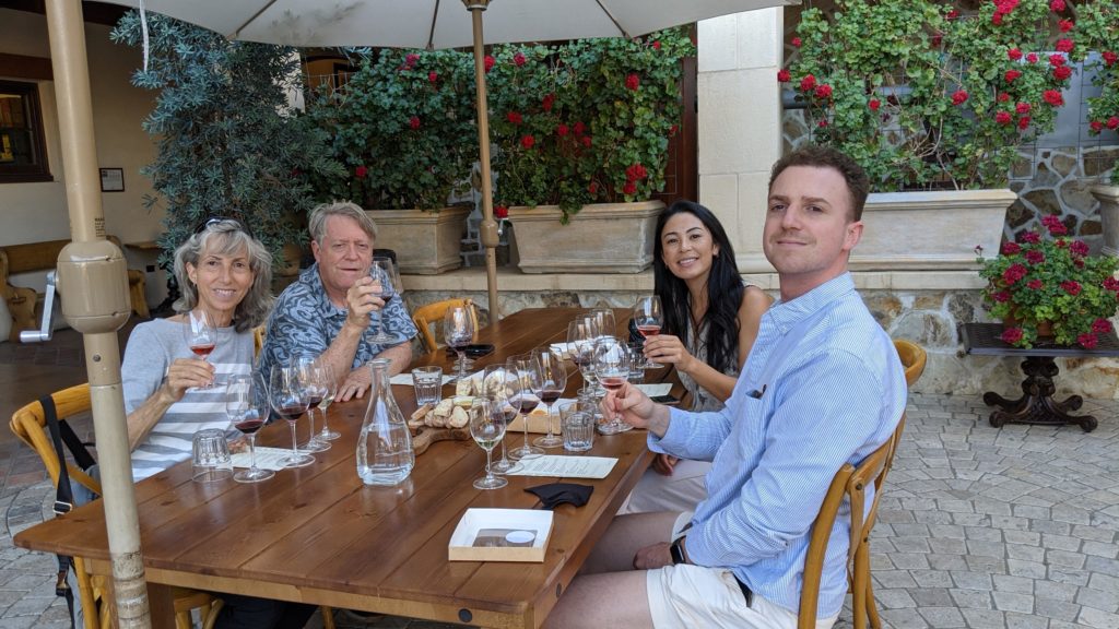 Family at table at Jacuzzi Vineyards, Sonoma