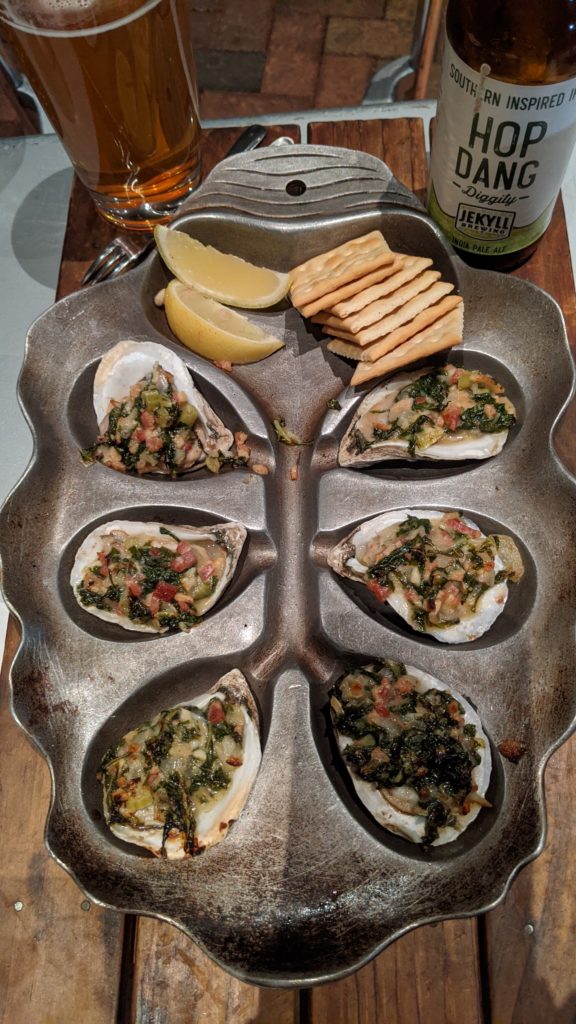 grilled oysters and craft beer at Central, in Montgomery, Alabama