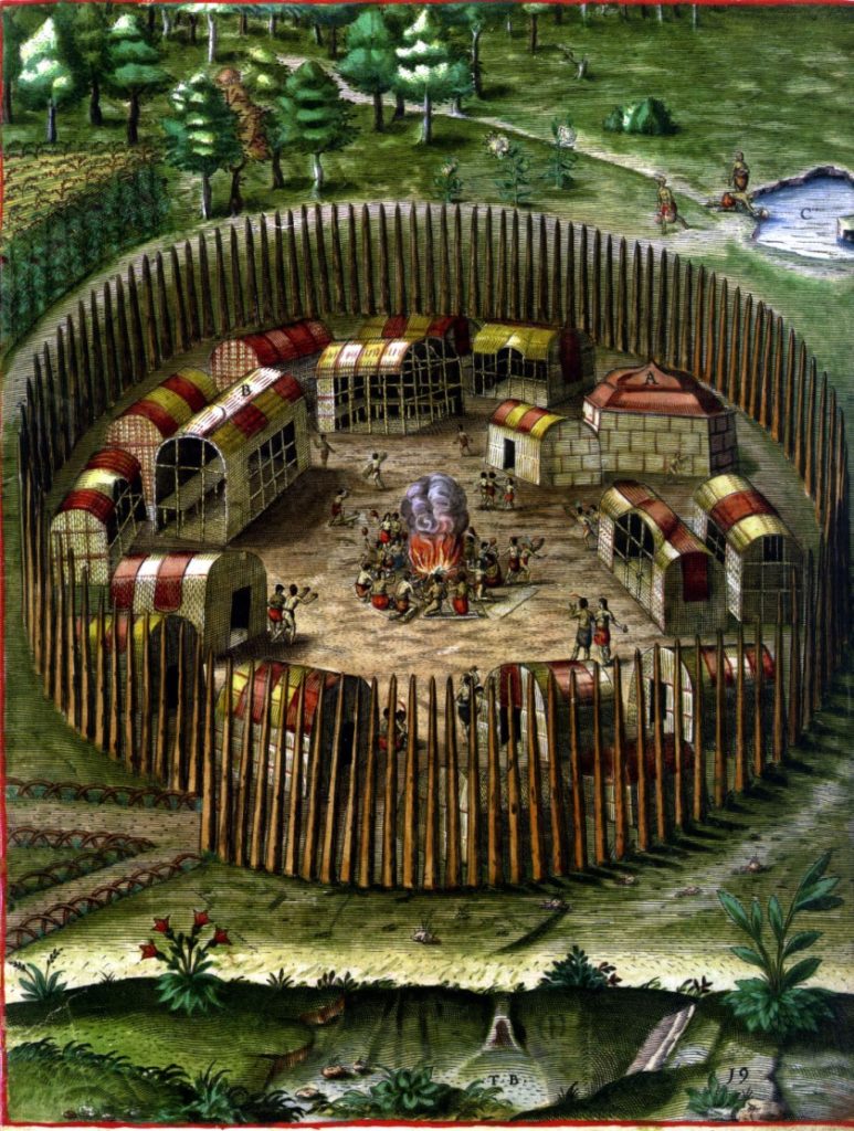 Illustration from Virtual Jamestowne about the Pomeiooc Native American Village.