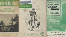 Three covers of the Negro Travelers' Green Book from the years 1947, 1948 and 1955 at the New York Public Library