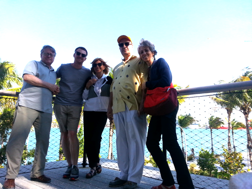 Three generations pose on balcony of the Perez Art Museum in Miami Beach.