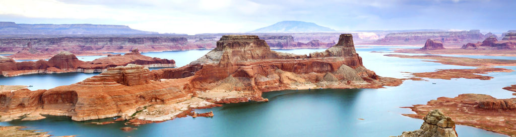 Glen Canyon dam seen from Lake Powell.