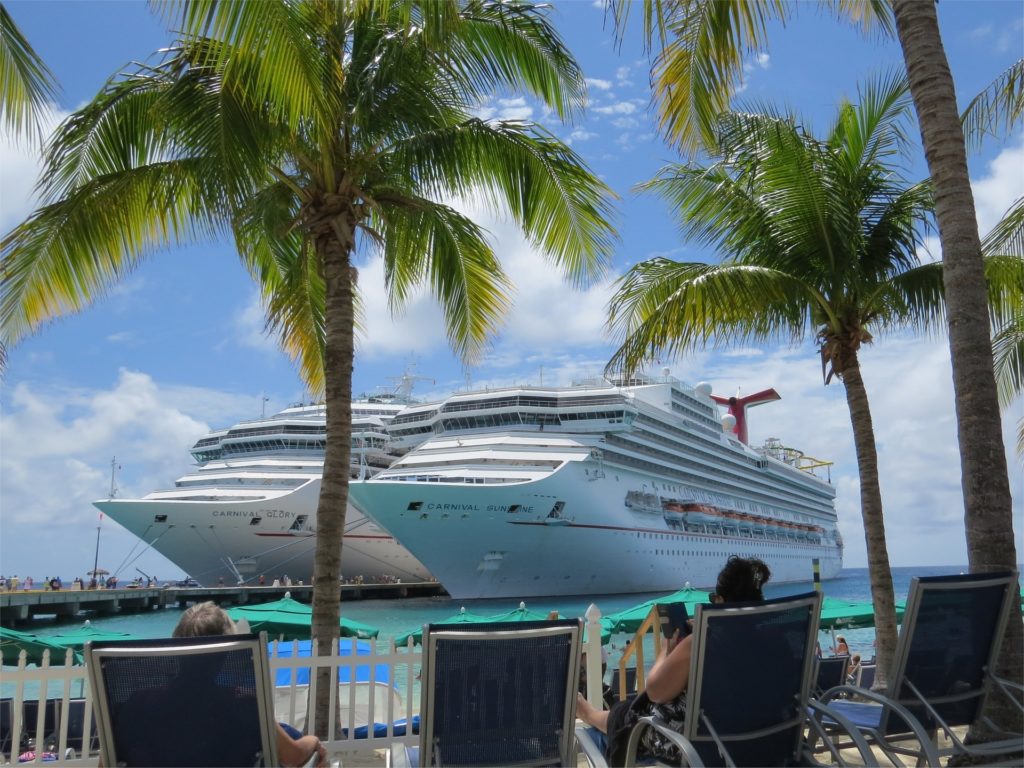 Cruise ships docked at Caribbean port