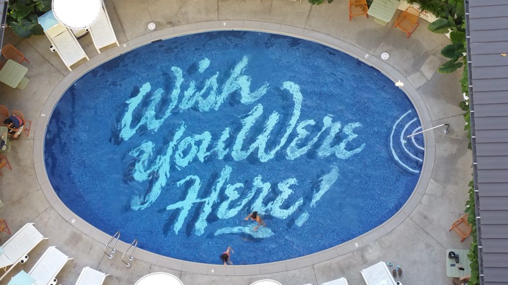 Pool bottom at Surfjack Hotel in Waikiki, Oahu, Hawaii