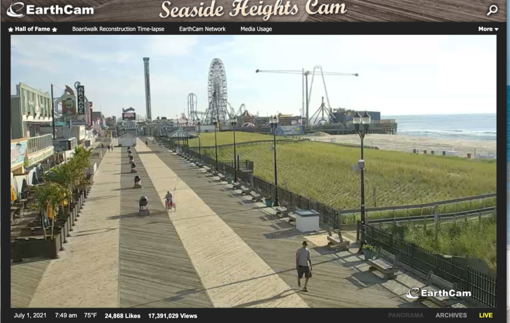 The Seaside Heights view Earthcam with live video feed of the boardwalk.