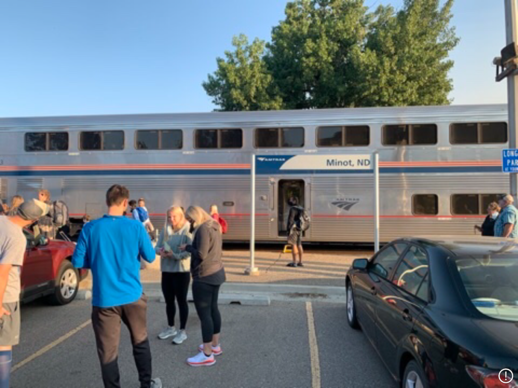 Empre Builder train at Amtrak Station in Minot, North Dakota