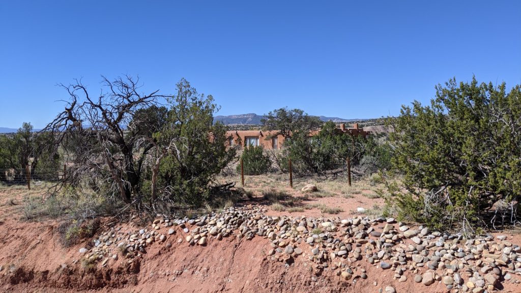 The adobe ranch house artist Georgia O'Keeffe lived in during her years in Abiqui, New Mexico.