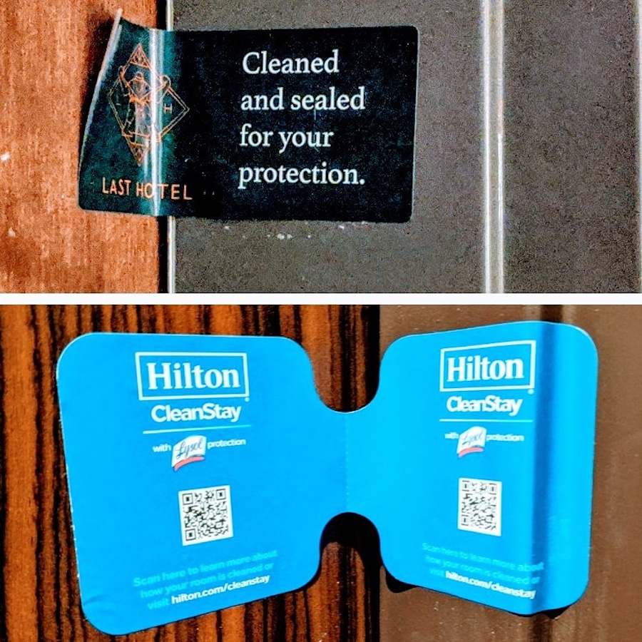 Major hotel brands "seal" rooms to show arriving guests that no outsiders have touched surfaces in their disinfected, safe space.