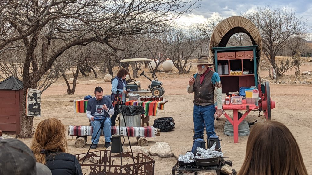 Arizona Bill tells tales of the Wild West at the Tombstone Monument Guest Ranch in Arizona.