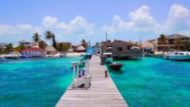 This pier leads to the port of San Pedro on Ambergris Caye, a small islet off the coast of Bellize.