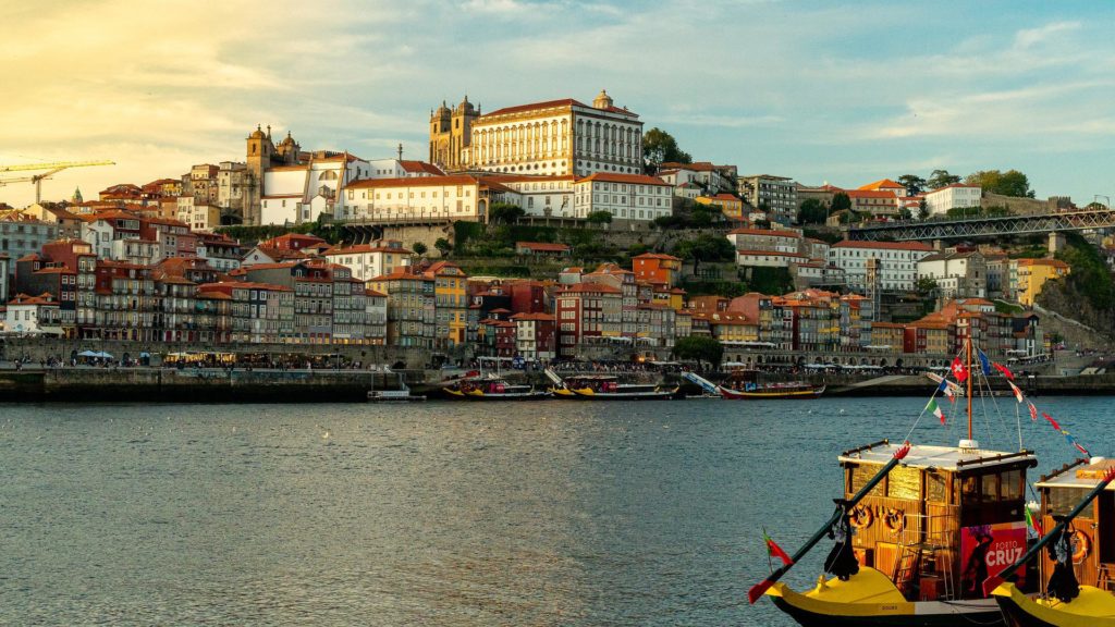 Harbor of Porto, Portugal at dawn.