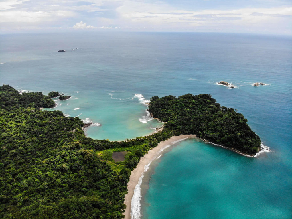 Aerial view of Manuel Antonio National Park in Costa Rica.