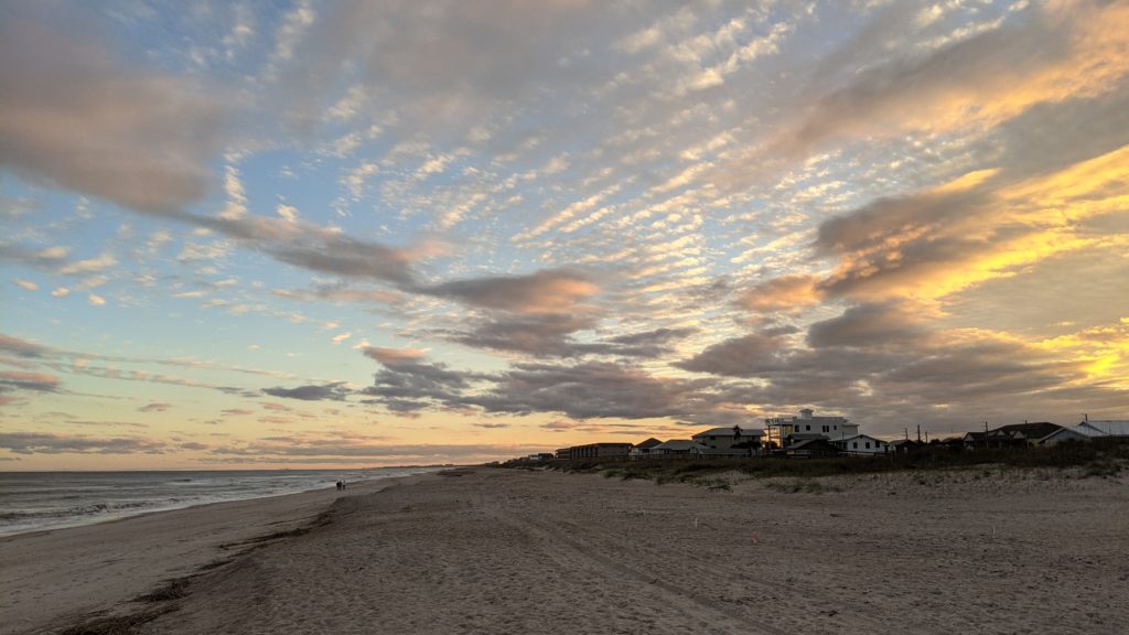 Dusk falls over beach at Cape Hatteras National Seashore